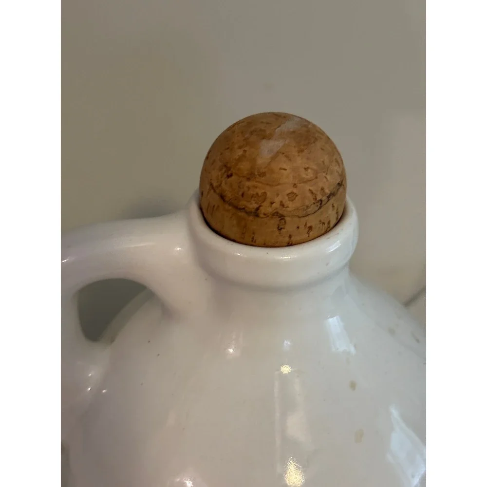 Clintonville Ceramic Whiskey Jug White Stoneware Fruit Decal Peach Berry Decor